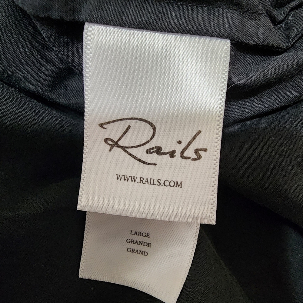 Rails Savi Black Charcoal Gray Peplum Top Women’s Large Drawstring Waist - Picture 10 of 13